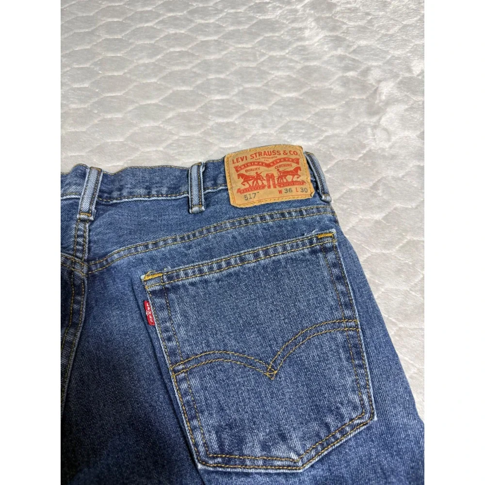 Levis 517 Slim Bootcut Jeans Men 36x30 Medium Wash Blue Denim Streetwear Western